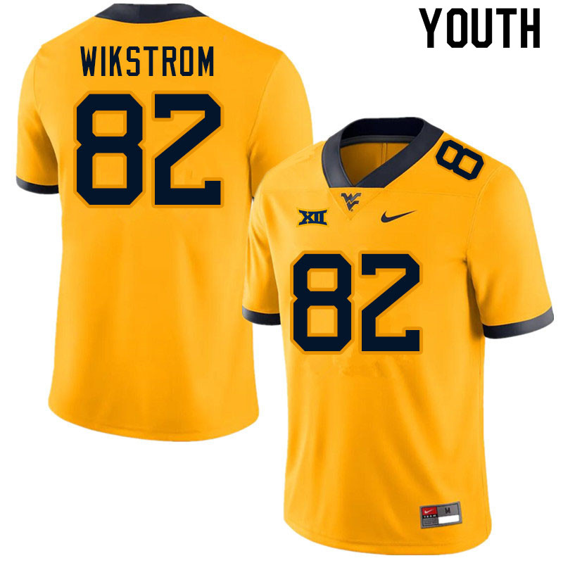 Youth #82 Victor Wikstrom West Virginia Mountaineers College Football Jerseys Sale-Gold